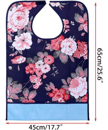 BTSKY Waterproof Adult Bibs (2 Pack) - Reusable, Washable Mealtime Protector with Crumb Catcher (Flowers) - Buy Online on GoSupps.com