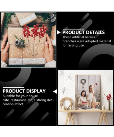 HOMSFOU 24pcs Christmas Berries Christmas Berry Pick Christmas Picks Christmas Holly Berry Branch Glitter Mini Wreath Evening Party Decoration Cranberries Artificial Plastic Foam Banquet Red 20X4X4CM - Buy Online on GoSupps.com