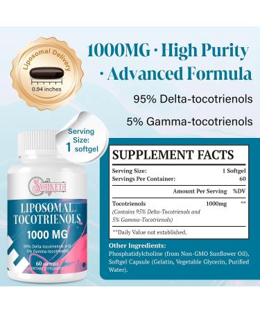 Liposomal Tocotrienols 1000mg High Absorption Vitamin E Tocotrienols Supplement with 95% Delta & 5% Gamma 60 Softgels 60 Count (Pack of 1) - Buy Online on GoSupps.com