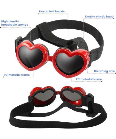 UV Protective Heart Shape Dog Sunglasses - Adjustable Windproof & Waterproof for Small Dogs (Red) - Buy Online on GoSupps.com