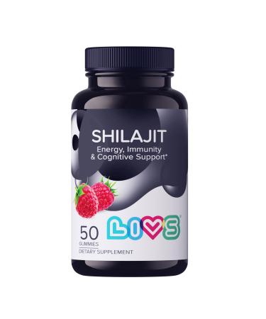 LIVS Shilajit Gummies for Men & Women 1000mg Pure Himalayan Resin Extract Rich in Fulvic Acid & 85+ Trace Minerals Natural Energy & Immune Support Supplement Vegan Raspberry Flavor 50 Count Shilajit Gummies 50 Count