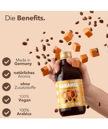 Breaknow Caramel Coffee Concentrate - 30x Portions Cold Brew Syrup - Quick Preparation for Iced Coffee - 300ml (1 Pack) - On-the-Go & Home Use - Buy Online on GoSupps.com