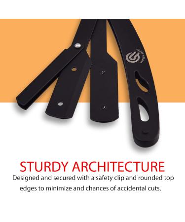 Professional Stainless Steel Straight Edge Barber Razor for Men - Matte Black with 100 Blades | Silky Magic Shave - Buy Online on GoSupps.com