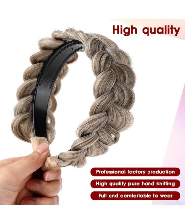 Qianyu Braided Headband 3 Strands Messy Classic Thick Wide Braided Synthetic Hair Braid Elastic White Covering Hair Band Teeth Non-slip Fashionable Hair Accessories for Women and Girls - Buy Online on GoSupps.com