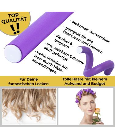 Neuhall Papilotten Locken Blacker Violet - 24-Part Heatless Curls 250mm Length 16mm Diameter for Gentle Overnight Styling - Buy Online on GoSupps.com