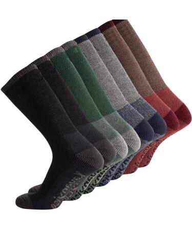 KAVANYISO Men's Merino Wool Hiking Socks Breathable Athletic Crew Thicken 4 Pairs Ass(letter)