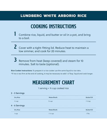 Lundberg Family Farms White Arborio Rice - Rich Flavor, Creamy Texture for Risotto, Rice Pudding & Soups - Pantry Staple, Sustainably Farmed, Gluten-Free, Non-GMO, Vegan, Kosher - 32 oz - Buy Online on GoSupps.com