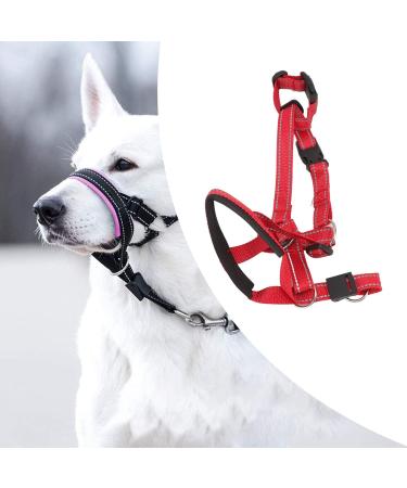 Dog Handlebar Halter with Seat Belt - XL Red Pet Harness Prevents Pulling on Outdoor Walks - Buy Online on GoSupps.com