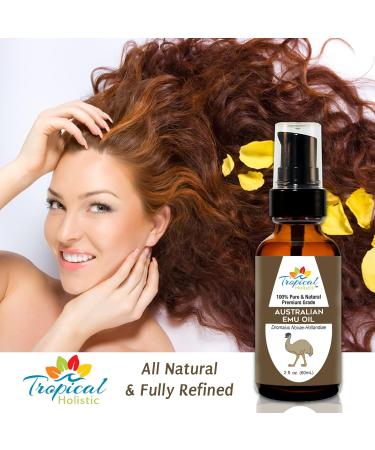 Australian 6X Refined Grade A Emu Oil 2 oz - 100% Pure Premium Natural Essential Oil by Tropical Holistic - Multipurpose Beauty Essential for Hair Face Skin Stretch Marks & Nails - Travel Size - Buy Online on GoSupps.com