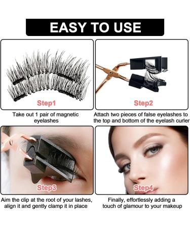 Movstriker Magnetic Eyelashes without Eyeliner Reusable 4 Pairs False Eyelashes Magnetic No Glue Natural Look 3D Effect Magnetic Lashes with Applicator Waterproof and Easy to Wear(Black) - Buy Online on GoSupps.com