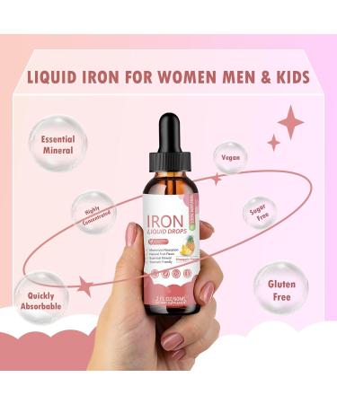 Iron Supplement Liquid Drops - High Absorption Formula with Vitamins C B12 B6 Supports Energy Gentle & Vegan Suitable for Women Men & Children Pineapple Flavor 60 ml 2 Fl Oz (Pack of 1) - Buy Online on GoSupps.com