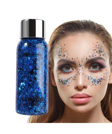 Kasmole Shimmer Body Gel Remove Chunky Glitter for Body | Quick Dry Shimmer Face Paint Big Glitter for Hair Eyes & Lips Gel Kasmole