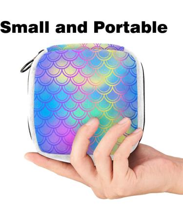 Giapb Sanitary Napkin Storage Bag | Period Tampon Makeup Pad Pouch | Blue Pink Fish Scales Design - Buy Online on GoSupps.com