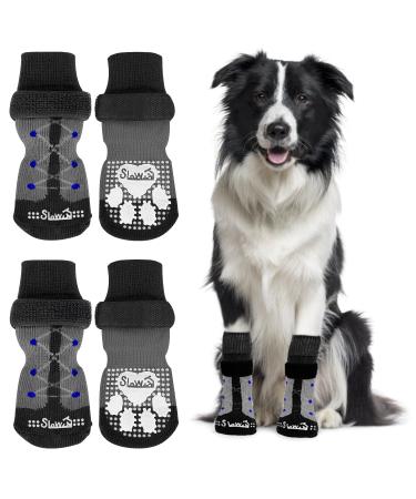 Slowton 2 pairs of indoor anti-slip socks for dogs soft adjustable paw protection with Velcro fastener for hardwood floors indoors dog socks for small medium-sized dogs (black m) m black (4 pieces) - Buy Online on GoSupps.com