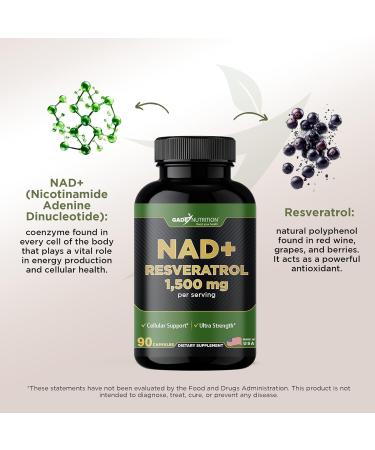 Gade Nutrition NAD Supplement with Resveratrol | Nicotinamide Plus in Capsules Made in USA | Antioxidant Healthy Aging Supplement - Buy Online on GoSupps.com