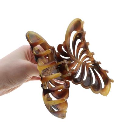 Motique Accessories 5 Large Jaw Clip Hair Claw with Leaf Design in Brown - Stylish Hair Accessory - Buy Online on GoSupps.com