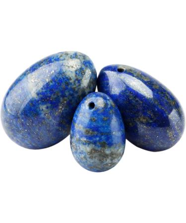 Mookaitedecor Lapislazuli Yoni Eggs Set - 3 Sizes Pelvic Floor Trainer & Massage Stones for Postpartum Relaxation - Buy Online on GoSupps.com