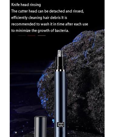 Buy Painless USB Rechargeable Ear and Nose Hair Trimmer with LED Display - Waterproof Dual-Edged Blades Easy to Clean for Men & Women - Blue - Buy Online on GoSupps.com