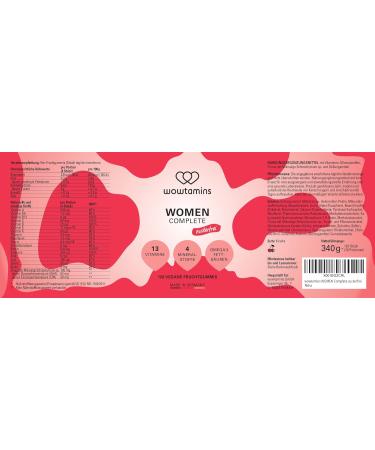 Wowamins Women Complete Sugar-Free Multivitamin Gummies - 120 Delicious Gummy Bears with 500 g Biotin Iron & 13 Essential Vitamins - Omega 3 & More - Buy Online on GoSupps.com