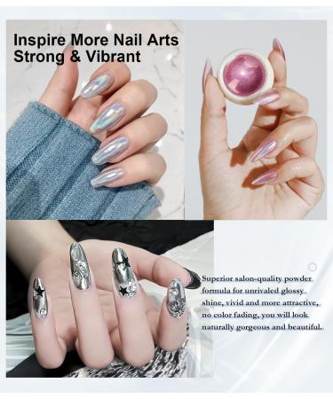 LEDSUUEI 6 Chrome Nail Powders Chrome Glitter Powder Super Mirro Effect Neon Glassy Pearl Effect Pigments for Nail Art and Nail Design Starter Easy to Use - Buy Online on GoSupps.com