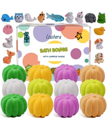 Bath Bombs for Kids with Surprise Toys Inside - 12 Pack Easter Egg Bath Bombs Gift Set for Girls Boys Bubble Bath Fizzies Vegan Essential Oil Spa Fizz Balls Kit Kids Safe