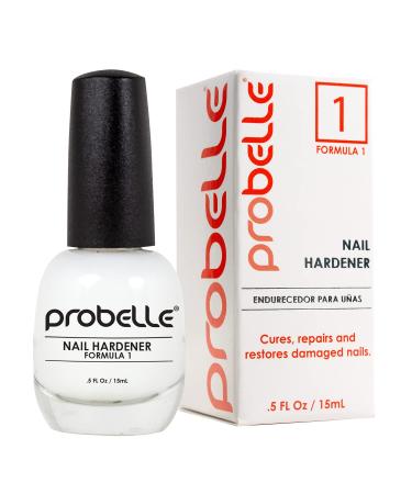 Probelle Nail Hardener Formula 1 - Repair Damaged Nails, Extra Strong Nail Growth Treatment For Brittle Nails, Grows and Restores Soft, Weak Nails, Aids Splitting, Breaking, Peeling Nails, Sheer White 0.51 Fl Oz (Pack of 1