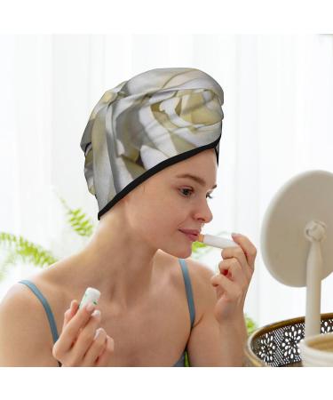Hair Towel Wrap - Quick Drying Turban with Button | White Rose Hair Drying Towel - Buy Online on GoSupps.com