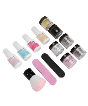 Dip Powder Nail Kit Starter 8Pcs Nail Art Powder Top Base Coat Gel Dusting Brush Manicure Tool Set DIY Salon Nail Art Manicure(K1215)