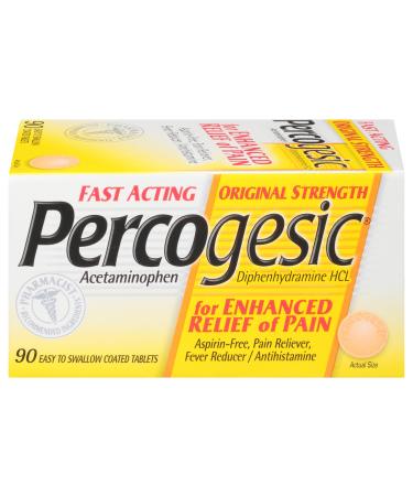 Percogesic Aspirin-Free Pain Reliever/Fever Reducer Original Easy to Swallow Coated Tablets 90 coated tablets