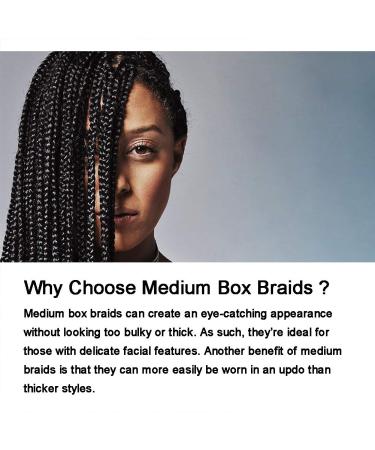 Ombre Box Braids Crochet Hair 24 Inch, Medium 22 Strands, Three Tones Heat Resistant Fiber - Pack of 6, Black 1B - Buy Online on GoSupps.com