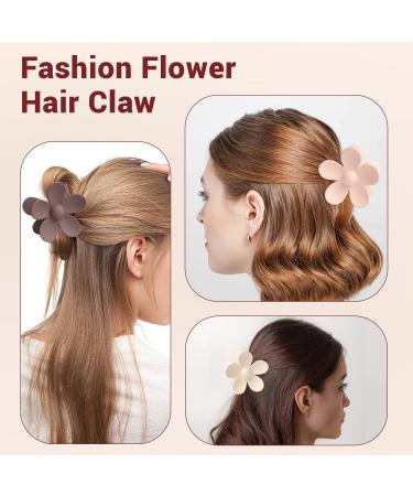 Hair Claw Clips Large 6 Packs - Square Flower Hair Clips for Women - Matte 4.1 Inch - 3 Mixed Colors - Ideal for Thick and Thin Hair - Buy Online on GoSupps.com
