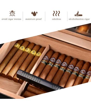Cigar Humidor Case with Humidifier Hygrameter Hold 35 Cigars Cedar Wood Travel Cigar Case Humidor Case Cigar Box with Divider Ideal Gifts for Men Cigar Enthsts Black - Buy Online on GoSupps.com