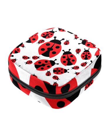 Menstrual Bag with Zipper Sanitary Pads Tampons Collection Bag for Women and Girls (Ladybug Print)