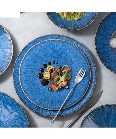 Dessert Dishes Ceramic Plates Nordic Blue Ceramic Dinner Plate Restaurant Pasta Steak Plates Home Fruit Salad Bowl Cake Dessert Plates Kitchen Utensils Salad Plates(A 9.5inch) (A 8inch One Size) - Buy Online on GoSupps.com