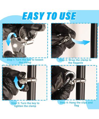 4 Pack Boat Flag Clips with Carabiner Clamp  Universal Stainless Steel Grommet Flag Clip Multipul Use for Boat Flag Pole Rod Rail Diver Flag American Flag Whip Flags Boat Accessories - Buy Online on GoSupps.com