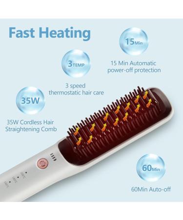 2024 Cordless Hair Straightener Brush - Negative Ion Styling Comb for Women | Anti-Scald Frizz Control for Home Travel & Salon - Buy Online on GoSupps.com
