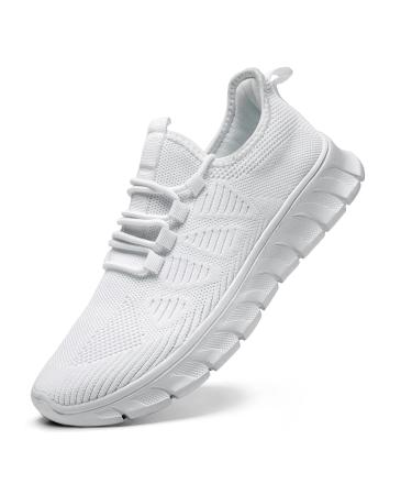 Yrltyo men shoes running shoes sports shoes sneakers sneaker hikers hiking shoes breathable light slip on men tennis shoes 44 EU B white