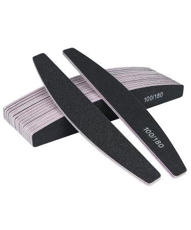 URAQT 16PCS Nail Files 100/180 grit Double-Sided Emery Board Professional Nail File Set Curved Fingernail Files for Nail Grooming and Styling (Black) 6# Semicircle - Black