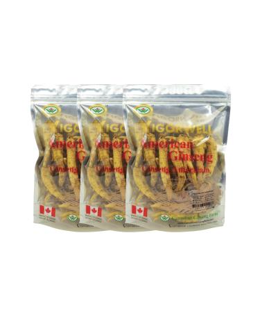 Vigorwell Premium 4-Year Jumbo American Ginseng (1LB/454G/16OZ X 3 Bags)-Value Pack Save 15%
