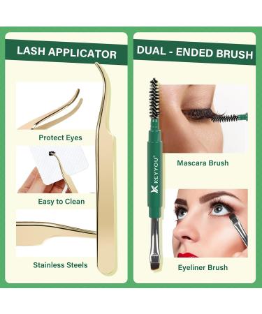 DIY Lash Extension Kit - KEYYOU 144pcs Eyelash Cluster Set with Glue Applicators & Mascara Brush - Perfect for At-Home Lash Extensions (Y01 Kit - Buy Online on GoSupps.com