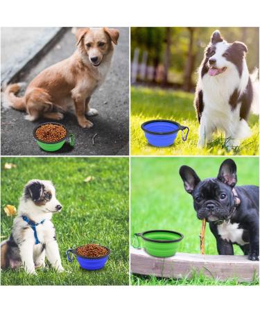 4 Pack Collapsible Dog Bowls with Carabiners - Portable Pet Travel Bowls for Feeding and Water - Blue, Green, Light Blue, Light Green - Buy Online on GoSupps.com