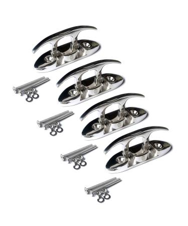 MX 4-1/2" Boat Folding Cleat Marine Dock Cleats Flip Up Boat Cleats Stainless Steel with Fastener Pack of 4 Silver,4pcs