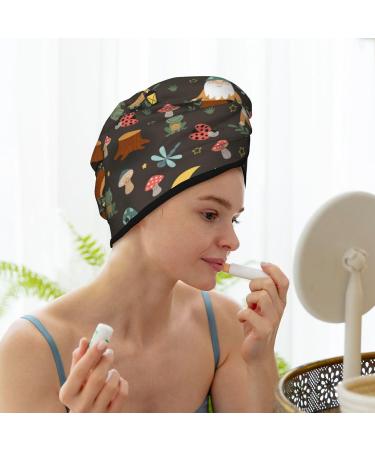 Hair Towel Wrap for Quick Drying | Button Towel Turban & Head Towel - Gnome Insect Frog Design - Buy Online on GoSupps.com