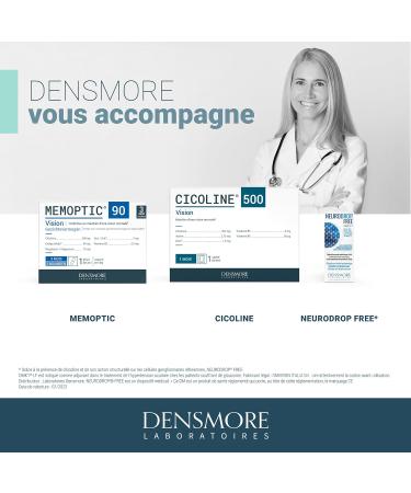 Densmore - Cure de 6 mois - MEMOPTIC - Compl ment Alimentaire M moire et Vision base de Citicoline - Ginkgo biloba - Magn sium - Vitamine B5 - Zinc - 180 g lules - Fabriqu en France - Buy Online on GoSupps.com