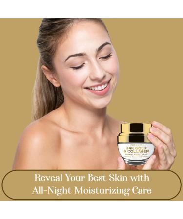 24K Gold & Collagen Night Face Moisturizer - Anti-Aging Lifting & Firming Cream for All Skin Types | Korean Skin Care Reduces Age Spots & Fine Lines Cruelty-Free - Buy Online on GoSupps.com