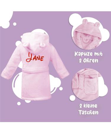 Personalized Baby Bathrobe - KDO Magic | Embroidered Name Hooded Pink | Perfect Gift for Christmas & Birthdays (12-18 Months) - Buy Online on GoSupps.com