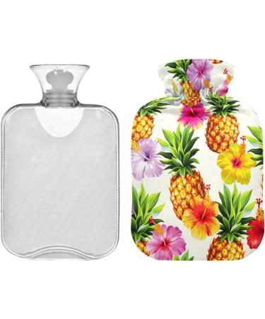 Hot Water Bottles with Hawaiian Pineapple Flowers Cover | 2L Pain Relief & Bed Warmer for Cramps & Aches - Buy Online on GoSupps.com