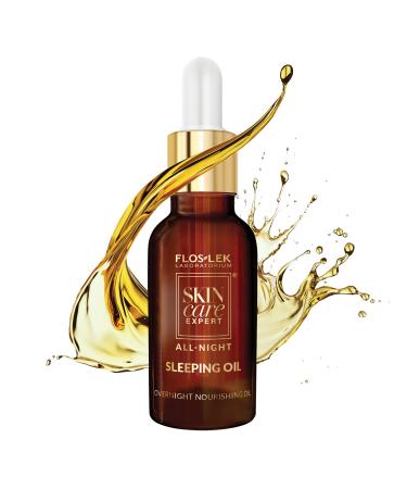 FLOSLEK Overnight Face Argan Oil | 30 ml | Contains 11 Oils & Vitamin E | Nourishes Regenerates & Smooths | Against Premature Ageing | Vitamin Booster | Sleeping Effect Technology for all Skin Types