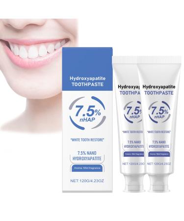 Hydroxyapatite Toothpaste 7.5%, Hydroxyapatite Nano Toothpaste, Enamel Repair Toothpaste, Whitening Toothpaste, Fluoride Free Toothpaste, Hydroxyapatite Fresh Breath Toothpaste (2pcs)