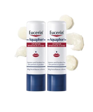 EUCERIN AQUAPHOR Lip Balm Repair Stick DUO PACK for Dry Chapped and Cracked Lips 2x4.8g | Aquaphor Lip Repair | Non-Comedogenic Lip Balm | Fragrance-free Lip Balm | Recommended by Dermatologists 4.8 g (Pack of 2)
